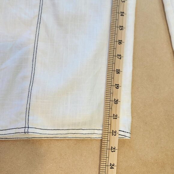 NWT Sugarlips White w/ Blue Stich Linen Blend Wide Leg Jumpsuit Size Large - Picture 10 of 11